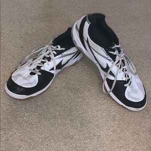 Black and White Asics volleyball shoe
